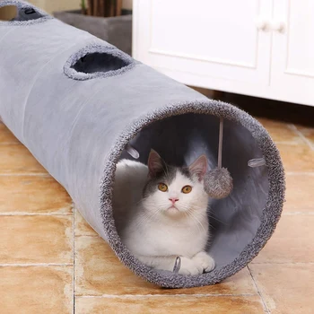 TOP!-Pet Saliekams Kaķis Tuneļa Kaķis Rotaļlietas Spēlēt Tuneļa Izturīgas Zamšādas Hideaway Pet Sprogot Tunelis, ar Lodīšu 12 Collu Diametra