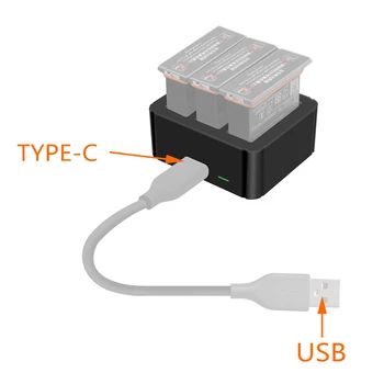 YX 3 in 1 USB Lādētāja Tips-C Uzlādes Ports Uzlādes Lodziņā Adapteri Portatīvo par DJI OSMO Action Sportu Kameras Piederumi