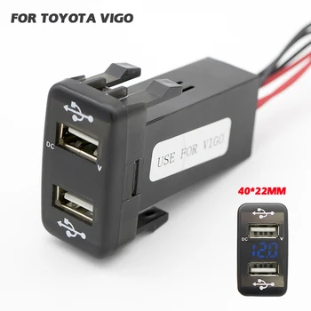 Toyota Lādētāju Voltmetrs Dual USB Adapteri Interfeisa Ligzda Ostas Voltmetrs Auto 2 Auto USB Ligzda Maksas Jauda Toyota VIGO