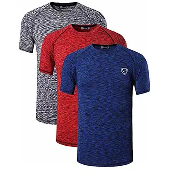 Lielizmēra 3 Pack Vīriešu T T-Krekls, t-veida Krekls, Sporta Dry Fit Īsām Piedurknēm Darbojas Fitnesa Treniņu LSL205 PackA