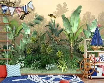 Beibehang Custom tapetes, sienas jaunu viduslaiku 3D renderēšanu un HD tropu rainforest augu ainavas fona sienas papel de mizots