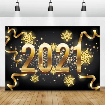 Laeacco Laimīgu Jauno Gadu ir 2021. Backdrops Zelta Glitters Light Bokeh Dimanta Sniegpārslas, Ziemassvētku Foto Foni Photozone