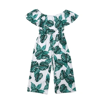 Modes Meitene Zaļo Lapu Drukas Romper Drēbes Meitenēm Vasarā Vienu Gabalu Apģērbs Bērniem Apģērbs