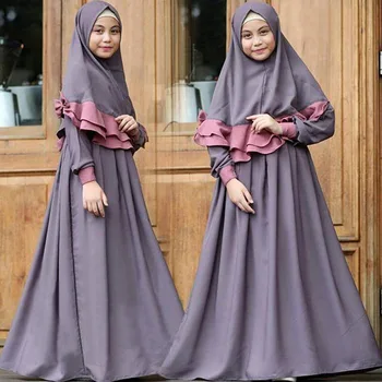 2018 Musulmaņu Bērnu Kleita Gadījuma Musulmaņu Abaya ar Hijab Bowknot Djellaba Dubaija Drēbes, Tradicionālo Apģērbu Bērniem CC01396