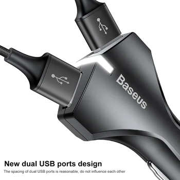 Baseus Ātru Lādētāju 3.0 Dual USB Ports Automašīnas Lādētājs 5V3A QC3.0 Turbo Ātra Uzlāde USB Lādētājs iPhone Samsung Xiaomi tālruni