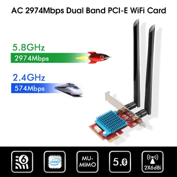 3000Mbps Wifi 6 Adapteris AX200 Wifi Antena Dual Band 2.4 G 5Ghz Wifi Tīkla Karti, Bluetooth 5.0 PCIE 802.11 ax ac Wi fi Spēļu