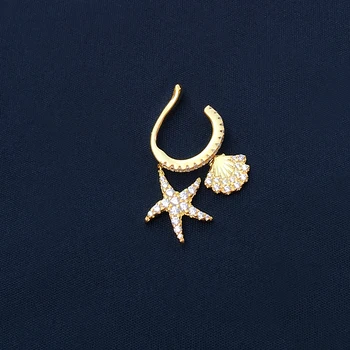 Cheny s925 sudraba jūnijs jaunu zelta dzeltena, jūras zvaigzne shell auss kaulu klipu sieviešu sadursta modes ocean star auskari