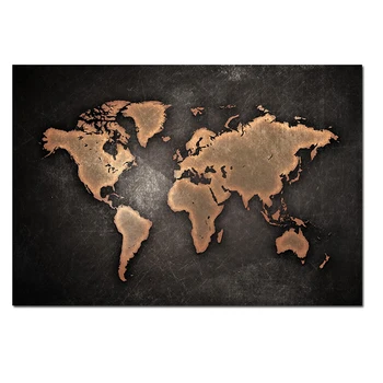 MUTU Audekla Gleznu Abstraktu 3D Pasaules Karte Klasiskā Melnā Pasaules Kartes Druka Uz Audekla Biroja Telpu Attēlu Sienu Mākslas Apdare