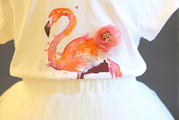 Vasaras Meiteņu Uzvalks Elegants Princese Puse Īsām Piedurknēm T-Krekls + Gradients Marli Marli Svārki Divdaļīga Bērnu Apģērbu Komplekts