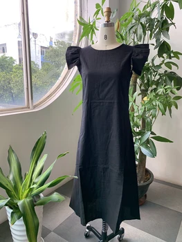 Melns Ruffles Vasaras Garā Kleita Sievietēm 2020. Gadam Korejiešu Stilā Casual Līnija Kleita Džemperis Ikdienas Darbā Biroja Brīvdienu Maxi Kleita Drēbes