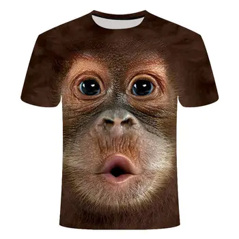 2020. gada vasaras 3D iespiesti dzīvnieku mērkaķis gorilla īsām piedurknēm smieklīgi dizaina gadījuma top T-krekls vīriešiem