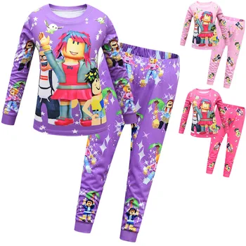 Grils Robloxing Karikatūra Pidžamas Bērniem Crewmate Cosplay Miega Apģērbs Bērniem Homewear Ziemassvētku Kostīms Mazulim Meiteņu Drēbes, Uzstādīt