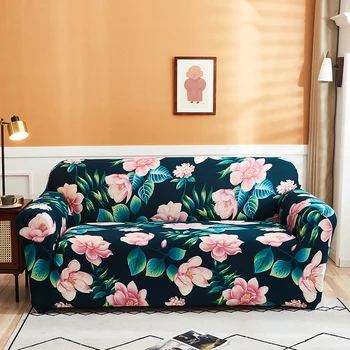 Airldianer Pastorālo Stila Ziedu Drukāt Stiept Sofa Cover Zaļās Lapas Elastīgs Dīvāna Pārsegs L formas vāciņu, dīvāns dzīvojamā istabā