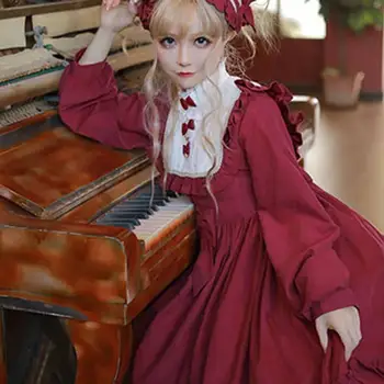 Gothic vintage sweet lolita kleita pils mežģīnes Bowknot girdling slim viktorijas kleita kawaii meitene gothic lolita op loli cos