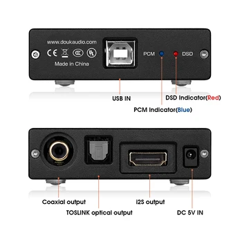 Nobsound Mini XMOS XU208 USB Digital Interfeiss Koaksiālo /Optisko /12S Audio Converter / Adapteri DSD256 PCM384KHz