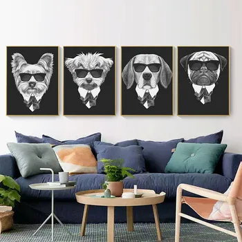 Mūsdienu Itālija Mafijas Vintage Suns, Kaķis Melns un Balts Sienas Art Attēlus Audekls Gleznošanai Plakāti Un Izdrukas Dzīvojamā Istaba Dekori