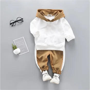 Pavasara Rudens Bērniem, Baby Meitene Zēnu Kokvilnas Apģērbs Piemērots Zīdaiņu Sporta Kapuci sporta Krekls Bikses 2gab/Komplekts Bērniem Gadījuma Treniņtērpi