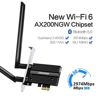 Divjoslu 2974Mbps Wifi 6 AX200NGW PCI-E X1 MU-MIMO Bezvadu Adapteri 2.4 G/5 ghz 802.11 ac/ax Bluetooth 5.0 Par AX200 Tīkla Karte