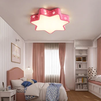 Mūsdienu dobi dzelzs zvaigzne bērnu guļamistaba LED griestu gaismas ķermenis home deco ēdamistaba bērnu rozā sniega akrila griestu lampas