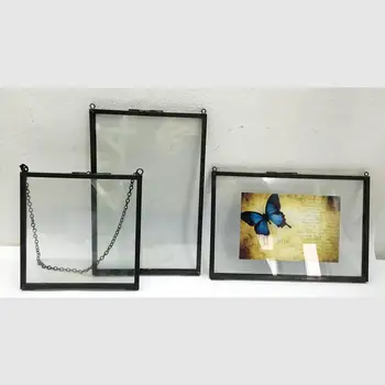 1 Gabals Augstas Kvalitātes Dubultie Stikla Karājas Foto Rāmis Sienas Rāmis Ziedu, Augu Paraugu Portrets Displeja Rāmja Turētājs