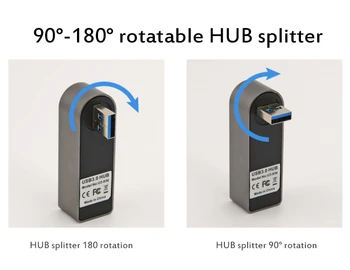 Četru ostas Rotējošo USB3.0 HUB USB Sadalītājs 4-port Hub Extender USB Sadalītājs neaizņem Telpu Bezvadu Iejaukšanās