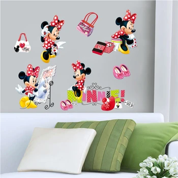Disney modes minnie sienas uzlīmes bērniem telpām meitenes pusi dāvanas, mājas dekoru karikatūra sienas uzlīmes pvc sienas mākslas diy plakāti