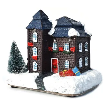 Jaunu Ziemassvētku Radošā Festivāla Tēma Kvēlojošs Mini Mājā Mazi Dekoratīvi Gaismas Laternu Sniega Salona