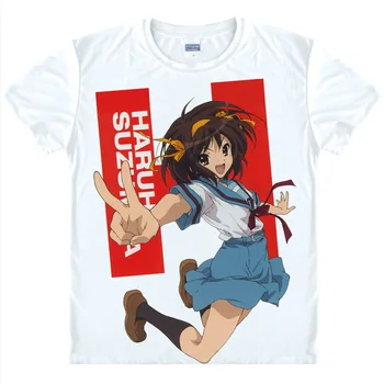 Tās Skumjas no Suzumiya Haruhi Iespiests T-krekls Nagato Yuki Cosplay Anime Topi Tshirts Vasaras Gadījuma Smieklīgu T Kreklu, t-veida