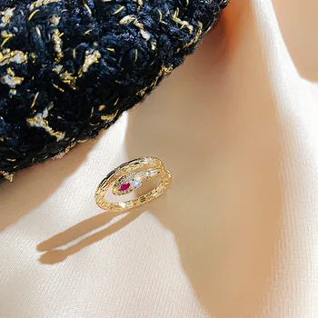 USTAR Rožu Kristāla Čūsku Gredzeni sievietēm Sieviešu Zelta Atvēršanas Regulējams izmērs Gredzenu Modes Rotaslietas, dāvanas