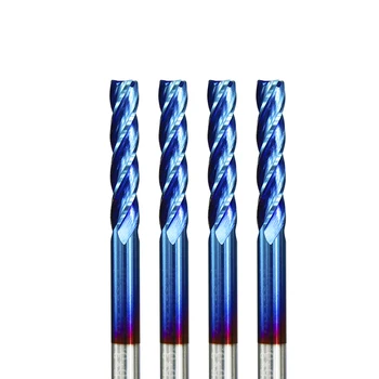 1pc 3.175 mm Kāta Sprial Frēzēšanas 4 Flautas Karbīda Beigām Dzirnavas Nano Zilā krāsā ar Pārklājumu Plakans Gals Dzirnavas CNC Router Bitu Miiling Kuteri