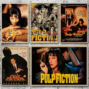 Pulp Fiction Klasiskās Filmas Plakāts, Retro Audekls Mākslas Drukāt Mākslas Glezniecības 20x30 60x90cm Vintage Attēlu Dzīvojamā Istaba Dekori