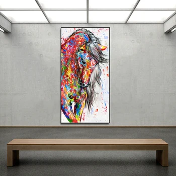 Krāsains Darbojas Zirgu Eļļas Glezna Dzīvnieku Plakāti un Izdrukas uz Audekla Sienas Māksla, Liela Izmēra Attēlu Dzīvojamā Istaba Birojam Dekors