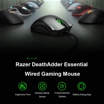 Sākotnējā Razer DeathAdder Svarīgi, ar Vadu Spēļu Pele Pelēm ar 6400DPI Optisko Sensoru, 5 Profesionālās Gaming Peles PC Dators