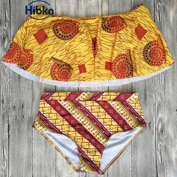 Āfrikas drukāt augstas starām. bikini pie pleca peldkostīms sievietēm iespiesti augsta vidukļa peldkostīmi Āfrikas peldēšanas tērps