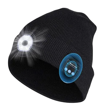Ew Ziemas Bluetooth Mūzikas LED Gaismas Cepures Beanie Naktī Staigāt Darbojas Bezvadu Austiņas Klp Modes Silts Sporta Adīta Cepure