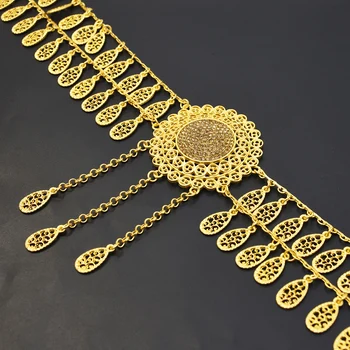 Taizeme Zelta Metāla Vēdera Deju Vidukļa Ķēdes Sievietēm Boho Cirsts Ziedu Rhinestone Ilgi Pušķis Kleitu Jostas Ķēdes Indijas, Ēģiptes