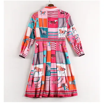 2019. gada Pavasara Sieviešu Plus lieluma Kleitu Modes Drukāt garām piedurknēm Vintage Kleita Sievietēm Zaudēt Ceļgalu Garuma Krekls Kleitas Vestidos