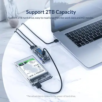 ORICO Pārredzamu Sērijas USB HUB 7 4 Port USB 3.0 Sadalītājs ar Dual Micro USB Power Interface Atbalsts OTG Mac/Windows/Linux