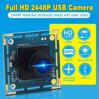 USB Webcam 8Megapixel SONY IMX179 Sensors Mini Platleņķa USB Valdes Cam 180degree Platleņķa objektīvs Rūpniecības Kameras Modulis 8MP