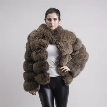 QIUCHEN PJ8139-1 2020. gadam bezmaksas piegāde jaunas ziemas kažokam nekustamā fox kažokādas jaka augstas kvalitātes fox coat stand apkakli apģērbs