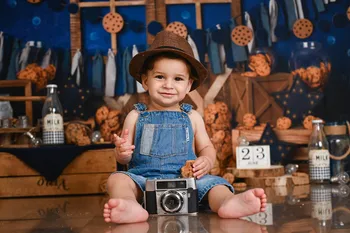 Mocsicka Šokolādes Cepumi Motīvu Fonu, lai Bērni 1. Dzimšanas dienas Kūka Sagraut Photocall Fona Foto Studijas Aksesuārus Piederumi