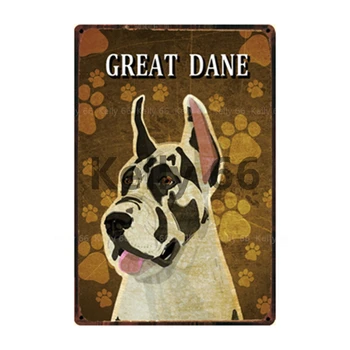 [ Kelly66 ] Suņi Great Dane Cavalier King Charles Spaniels Husky Metāla zīmju Mājas Dekori Bāra Sienas Mākslas Glezniecības 20*30 CM Izmērs DG-49