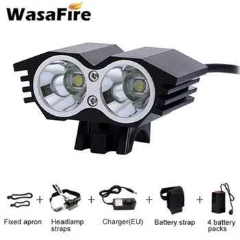 WassFire 3000 Lūmeni 2xT6 LED Velosipēda Priekšējais Gaismas Lukturis Ūdensnecaurlaidīgs Velo Lukturu 4 Veidu Drošības Nakts Velo Lukturīti