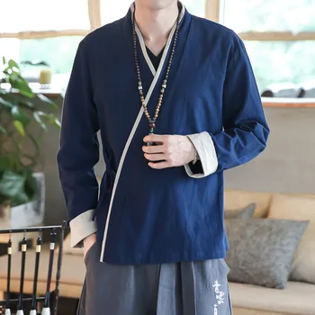 Plus Lieluma Vīriešiem Kimono Jaka Tradicionālo Japāņu Vīriešu Yukata Samurai Apģērbu Gadījuma Harajuku Kimono Jakas Streetwear Haori