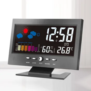 Elektroniskā Ciparu LCD displejs Temperatūras un Mitruma Monitors, Pulkstenis, Termometru, Higrometru, Elektroniskās Iekštelpu Sākuma Laika Prognoze Pulkstenis