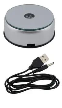 LED Krāsains Gaismas Bāzes USB Gaismas Lāzera Rotācijas Elektriskā Kristālu Displejs Bāzes Statīva Turētājs ar Stikla Pārredzamu Objektu