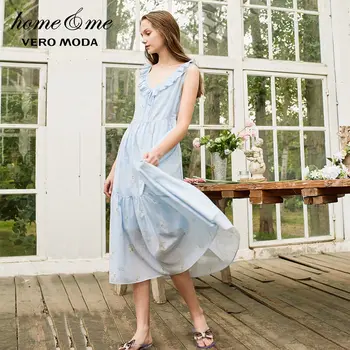 Vero Moda Jaunu Sieviešu Ziedu Piedurknēm Kokvilnas Mežģīņu Homewear Kleita | 31917A518