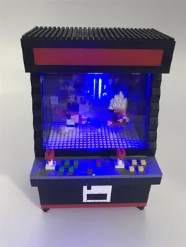 ZRK 1060pc Mirco Bloki Spēle Ielā Ķieģeļu Mirdzoša LED Arcade Fighter Spēli Melna Mašīna Bloki Izglītības Rotaļlieta
