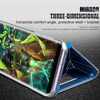 Flip Maciņš, Skaidrs, Tālrunis Case For Samsung Galaxy A7 Līdz 2017. Smart Mirror Apskatīt PU Ādas Stāvēt Turētāja Vāciņš Samsung A7 2017