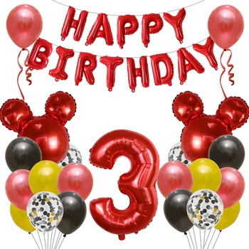 34pcs Happy Birthday Vēstuli Mickey Minnie Galvu, Folija Baloni, Bērnu Rotaļlietas, Bērnu Dušas, Dzimšanas dienas Apdare Piepūšamās Gaisa Globos